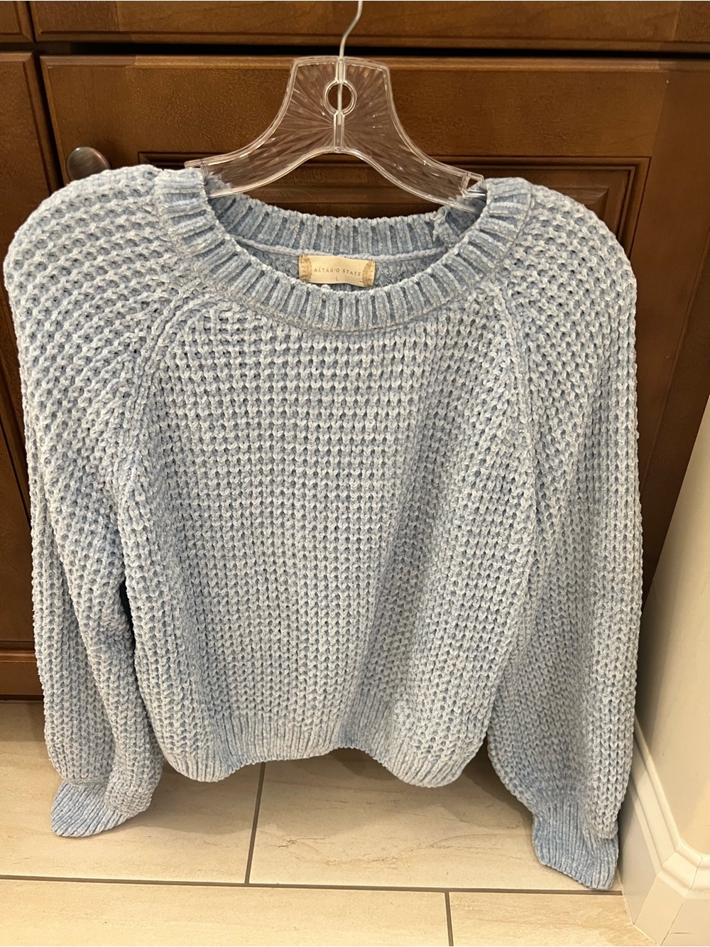 Altar'd State Women’s Light Blue Chunky C Knit Sweater